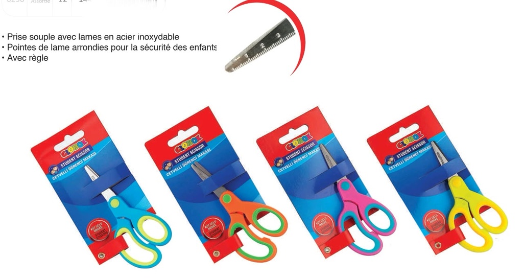 Ciseaux Ecolier avec Regle Globox