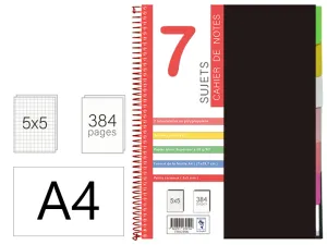 7 Sujets Spirale 384 Pages 5*5 A4