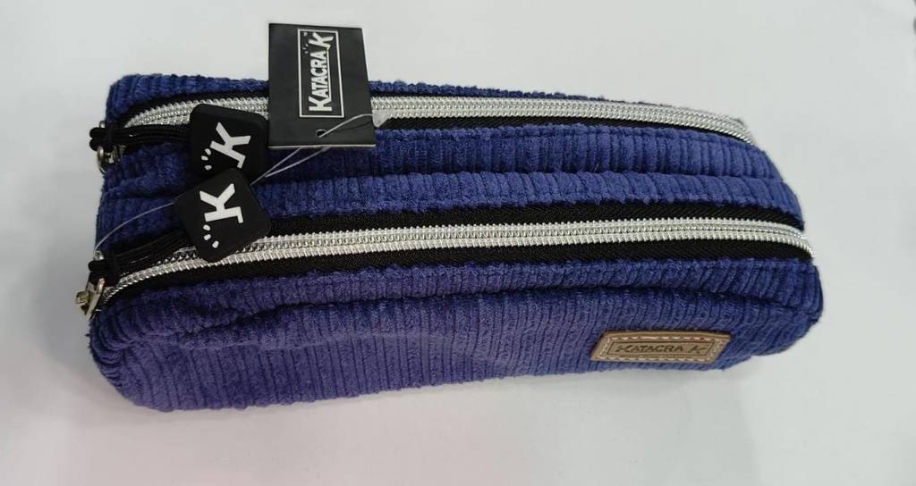 Trousse Ecolier Velour Bleu
