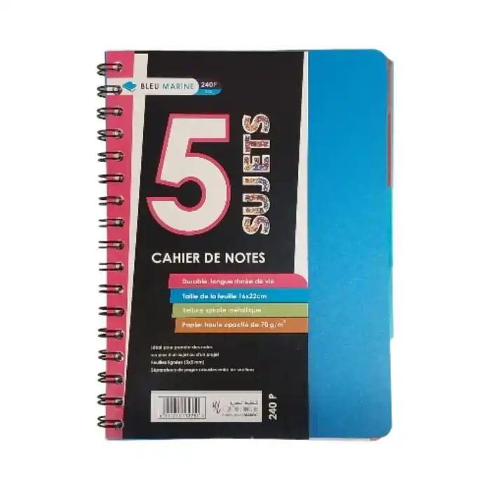 [AR0002515] 5 Sujets Spirale 240 Pages 5*5 A5