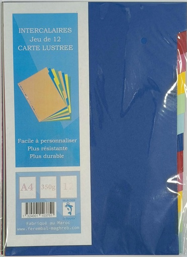 [AR0002556] Jeux de 12 Intercalaires en CL A4