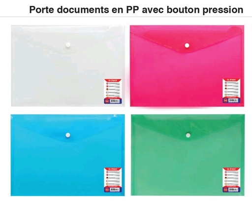 [AR0002568] Pochette Enveloppes PP + Bouton Pression A4