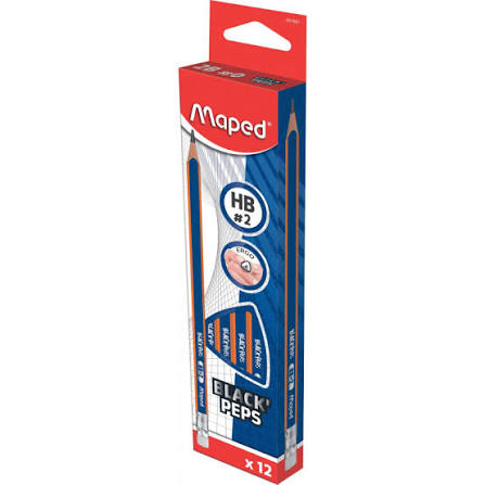 [AR0002645] Crayon Maped HB2 Unite avec gomme 